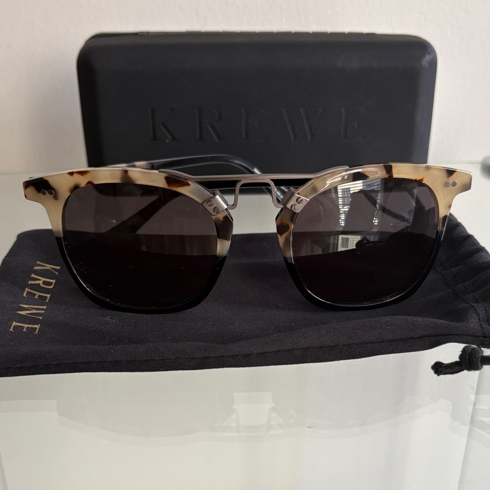 KREWE Lafayette Half Tortoise Shell Sunglasses with Steel Grey Accents